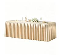 Champagne Gold Satin Tablecloths Rectangle 6FT, Glitter Spandex Fitted Stretch Table Covers Wrinkle-Resistant Floor Length Pleated Table Skirt for Weddings Parties Baby Shower Banquets Vendor Events