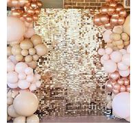Champagne Gold Shimmer Wall Backdrop, 30cm*30cm*24 Pcs Sequin Wall Panel Backdrop Decoration, Photo Backdrops for Wedding, Anniversary, Birthday Party, Graduation(1.8Mx1.2M)
