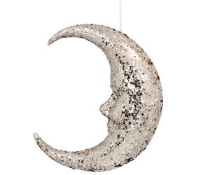 Champagne Gold Sparkling Moon Hanging Decoration | Gold Glitter Crescent Moon Ornament | Crescent Moon Face Celestial Ornament - 24cm