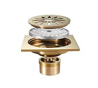 Champagne Gold Square Shower Drain with Removable Grate | Stylish & Bathroom/Kitchen Drain | Easy to Clean Rust-Resistant Solution for Modern Homes