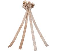 Champagne Gold Velveteen Tree Top Bow with Long Streamers | Fabric Christmas Tree Topper Gold Glitter Diamond Check | Christmas Tree Decoration - 130 x 33cm