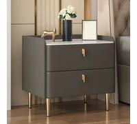 Champagne Gold Wooden Nightstand with Metal Legs Space-Saving Design 2 Drawer Storage Easy Assembly for Bedroom & Living Room Stylish Modern Furniture 50cm