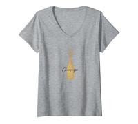 Champagne is Always The Answer - Elegant Celebration V-Neck T-Shirt, Women, Heather Grey, XL
