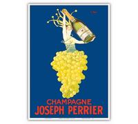 Champagne Joseph Perrier - French Woman Emerging from Chardonnay Grapes - Vintage Advertising Poster by Joseph Stall c.1926 - Master Art Print 10in x 14in