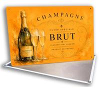 Champagne Lovers Metal Wall Sign | Watercolour Champagne Bottles Art | Vintage Style Bar Kitchen Wall Decor | 30 x 20 cm | Gift for Champagne Lovers(Label)