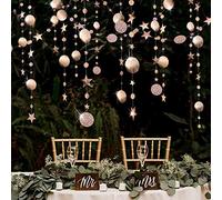 Champagne Party Decoration Gold Circle Dot Garland Streamer Kit Twinkle Star Paper Hanging Bunting Glitter Reflective Banner Backdrop for Engagement/Wedding/Baby Shower/Christmas/Birthday/Kid's Room