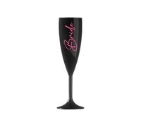 Champagne Premium Black Flute Glass Bride Groom Mr Mrs Wedding Maid Honour Wine Cocktail Prosecco Celebrations Gift (Baby Pink, Bride)