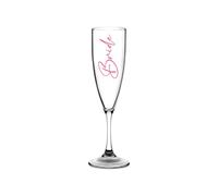 Champagne Premium Clear Flute Glass Bride Groom Mr Mrs Wedding Maid Honour Wine Cocktail Prosecco Celebrations Gift (Baby Pink, Bride)