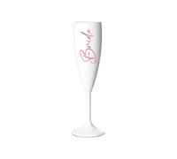 Champagne Premium White Flute Glass Bride Groom Mr Mrs Wedding Maid Honour Wine Cocktail Prosecco Celebrations Gift (Baby Pink, Bride)