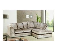 Furniture 786 Bella Crushed Velvet 4 Seater Right Hand Facing Corner Sofa in Black Furniture 786 Black