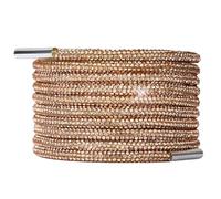 Champagne Rose Gold 120cm/ 47 ''Long Round Rhinestone Crystal Glitter Sparkly Shoe laces, Ideal Shoelaces for Adult and Kids Dance Trainers, Shoes, Boots, Sneakers