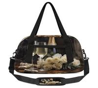 Champagne Rose Kids Overnight Duffle Bags for Girls Boys, Wineglass Lightweight Sports Gym Bag for Kids，Small Overnight Weekender Carry on Travel Bags Dance Bag, Champagne Rose, 18.5L x 7.8W x 9.4H