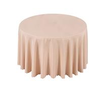 Champagne Round Tablecloth - Solid Color Smooth Fabric for Parties Weddings Birthdays and Banquets - 2.8M Elegant Table Decoration