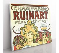 Champagne Ruinart by Alphonse Mucha Vintage Canvas Print 20x20 Inch | Wall Art, Ready to Hang, Gallery Wrapped, Fade-Resistant Inks, Securely Packaged, UK Made