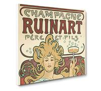 Champagne Ruinart Vol.1 by Alphonse Mucha Canvas Print | Gallery Wrapped 30mm Frame Wall Art | 14x14 inches | Ready to Hang | Modern Picture | Living Room Bedroom Lounge Office