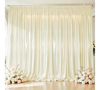 Champagne Satin Backdrop Curtains 2 Panels - Glitter Photo Drapes for Baby Shower, 10x10FT Shimmer Back Drop Cloth, Wrinkle Free for Birthday Party Prom Wedding Stage Background