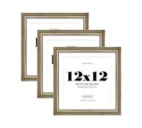 Champagne Silver Ornate Picture Frame 12x12 With 11x11 Mount for Photos - Wall & Table Display, Square, 3 Pack