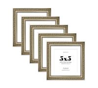 Champagne Silver Ornate Picture Frame 5x5 With 4x4 Mount for Photos - Wall & Table Display, Square, 5 Pack