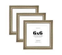Champagne Silver Ornate Picture Frame 6x6 With 5x5 Mount for Photos - Wall & Table Display, Square, 3 Pack