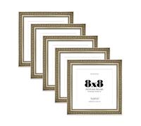 Champagne Silver Ornate Picture Frame 8x8 With 7x7 Mount for Photos - Wall & Table Display, Square, 5 Pack