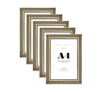 Champagne Silver Ornate Picture Frame A4 With A5 Mount for Photos - Wall & Table Display, Landscape or Portrait, 5 Pack