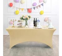 Champagne Spandex Tablecloth 6ft Tight Fitted Washable Stretch Table Cover Rectangular for Dinner Wedding Banquet Events Birthdays Party Cloth