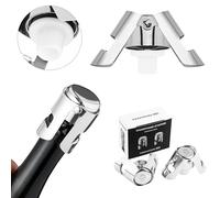 Champagne Stoppers - Keep Your Bubbly Fresh Longer with Durable, Leak-Proof Seal for Sparkling Wine Bottles - Perfect for Celebrations and Special Occasions (Silver, 2 pack)