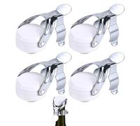 Champagne Stoppers, Prosecco Stopper, Wine Bottle Stoppers for Preserving Sparkling Wine Bubbles, Set of Four Silver OPP Caps for Home and Professional Use