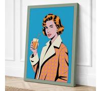 Champagne Toast Retro Canvas Wall Art Print 24x16 Inch | Sage