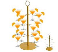 Champagne Tower for Parties, 3-Tier 12-Glasses Cocktail Tree Stand Countertop Wine Glass Holder for Drinks, Champagne Stand Drink Tower Wine Glasses Display for Champagne , Martini, Margarita Cups