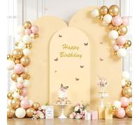 Champagne Wedding Arch Cover (7.2FT, 6.6FT, 6FT) Set of 3 Arch Covers Stretchy Backdrop Spandex Fitted Chiara Backdrop Stands Cover for Birthday Party Baby Shower Wedding Arch Stand Decoration