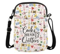 Champagne Wine Lover Gift Alcohol Drinking Gift Corks Are For Quitters Wine Drinking Team Crossbody Bag (Corks CR EU)