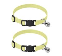 Champagne Yellow Breakaway Cat Collars with Bell 2 Pack Dog Collar Adjustable Length 10.6" to 17.1"