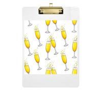 Champagne Yellow Wine Clipboard Acrylics Cute Clipboard Letter Size Clipboards with Low Profile Metal Clip for Students, Women, Man 12.5 x 9 Inches