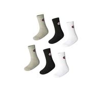 Champion Unisex-Kids and Teen's Core-Junior 6PP Crew Ankle Socks, Light Grey Melange/White/Black, 31-34 (Pack of 6)