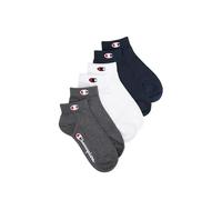 Champion Basics 6pk Quarter Socks, Dark Blue/White/Grey, 6-8