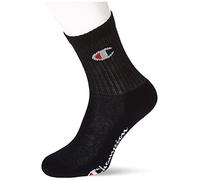 Champion Boy's Core 6PP Crew Ankle Socks, Black, 31-34 (Pack of 6)