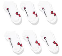 Champion Unisex-Kids and Teen's Basics 6pk Sneaker Socks, White, 12-2
