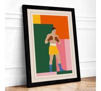Champion Boxer Geometric Framed Wall Art Print A1 Black