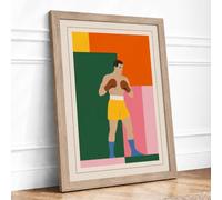 Champion Boxer Geometric Framed Wall Art Print A3 Oak