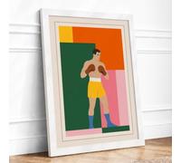 Champion Boxer Geometric Framed Wall Art Print A4 White