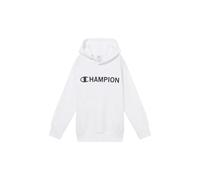 Champion Boys' Crewneck Fleece Sweater with Graphic logo, large hoodie, ultra soft, warm kids pullover, front kangaroo pocket, PE School jumper White
