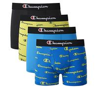 Champion Boys Everyday Active Lightweight Stretch Boxer Briefs-4 Pack, Black/Blue/Scripts, M