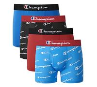 Champion Boys Everyday Active Stretch Boxer Briefs, 4-Pack Medium, Blue/Red/Scripts, M