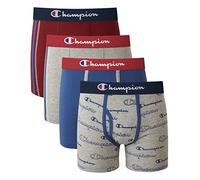 Champion Boys Cotton Stretch Boxer Briefs 4-Pack, Grey/Red/Navy Assortment, S