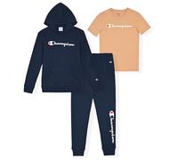 Champion Boys Kids 3 Piece Hooded Jogger T-Shirt Tracksuit Set, Navy/Khaki, 6