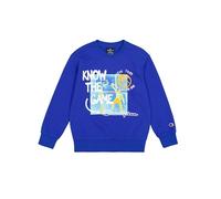 Champion Boys Legacy Play With Graphics B (306909) - Ultra-light Soft Compact Polyfleece Crewneck Hoodie, Blue (Bs008), 3-4 Years UK