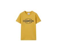 Champion Boys' Short Sleeve T-Shirt, Crewneck, 100% Cotton Organic Jersey, with Graphic Logo, Relax fit Yellow