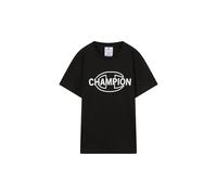 Champion Boys' Short Sleeve T-Shirt, Crewneck, 100% Cotton Organic Jersey, with Graphic Logo, Relax fit Black