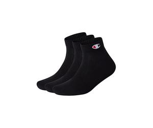 CHAMPION C Logo Socks 3 Pairs, short cotton socks, breathable fabric, three pack, quarter length, ribbed ankles